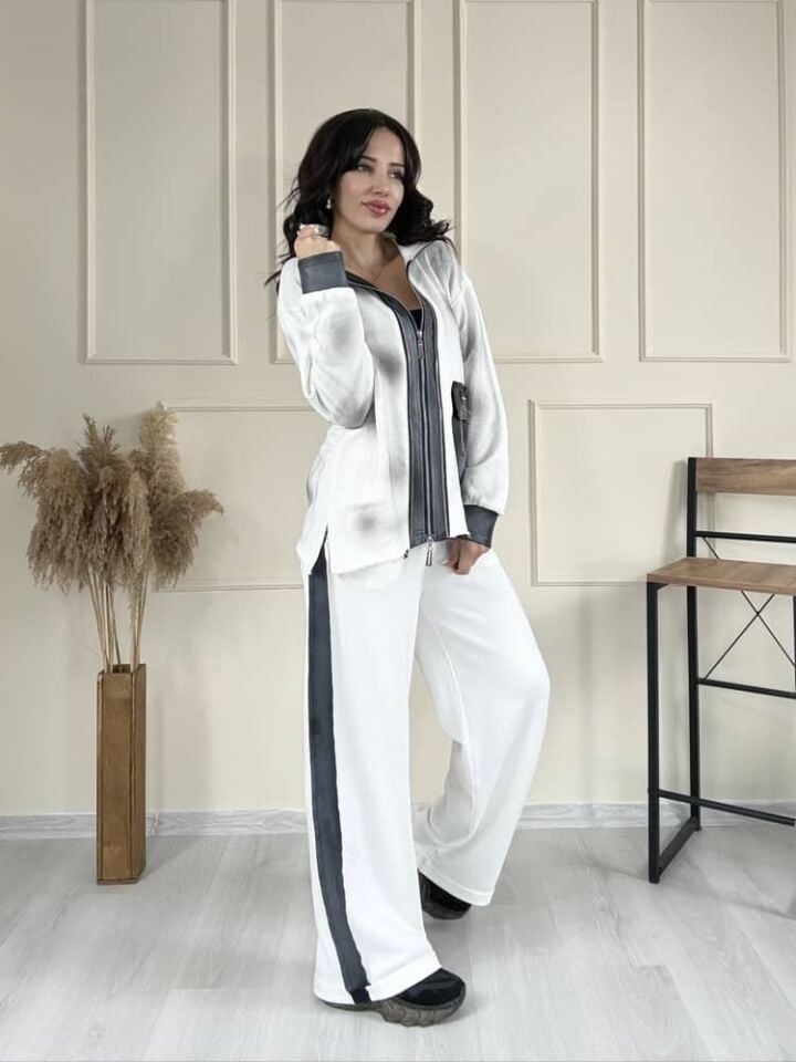 Deri Detay Tasarım Takım Beyaz