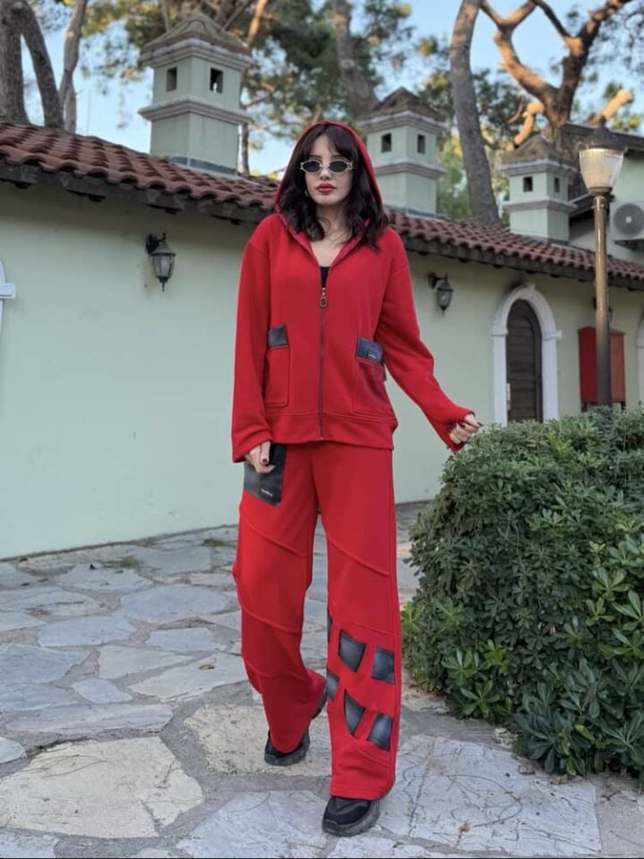 Deri Detay Tasarım Takım (KIRMIZI)