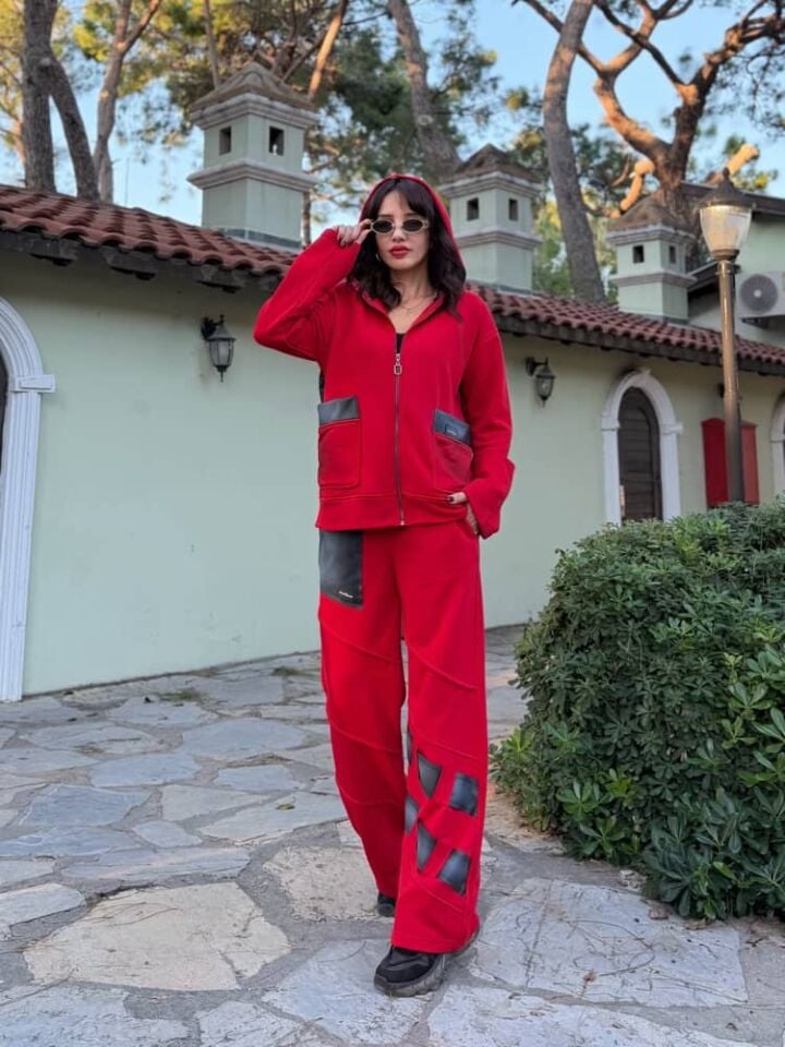 Deri Detay Tasarım Takım (KIRMIZI)