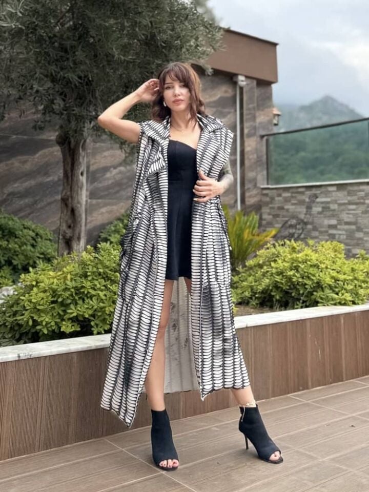 File Detay Tasarım Yelek Beyaz