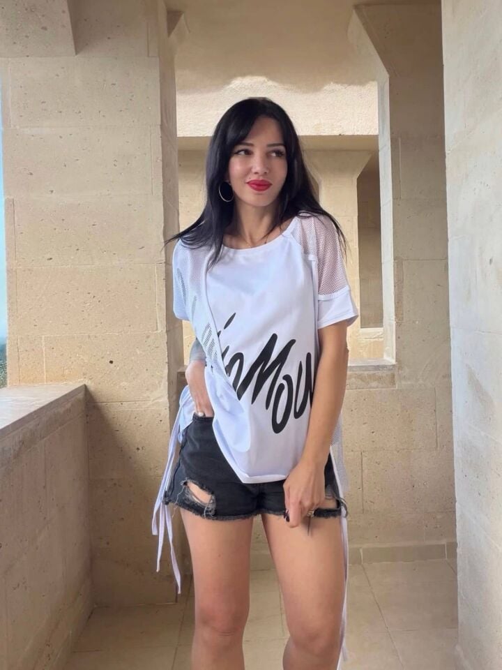 File Detay Tasarım Tişört Beyaz