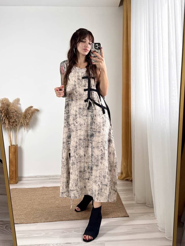 Tasarım Rahat Elbise Bej