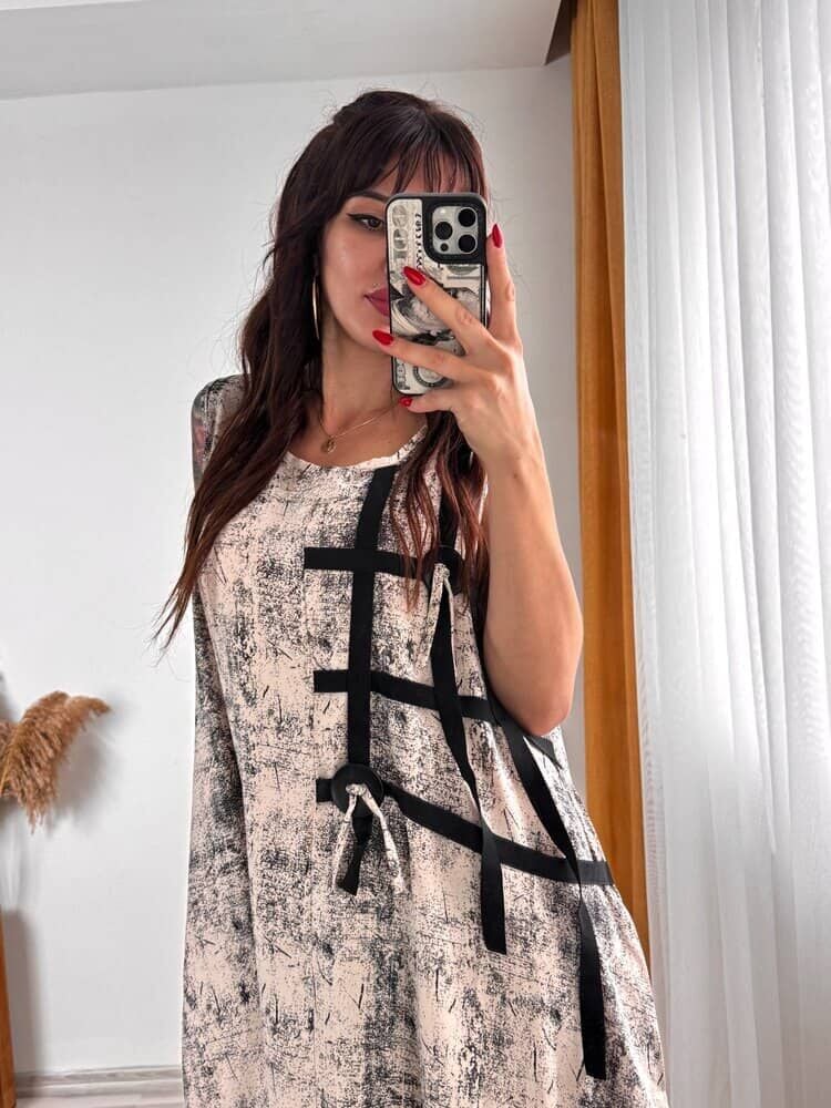 Tasarım Rahat Elbise Bej